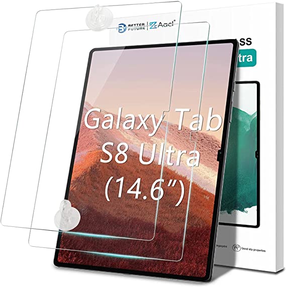 [2 Pack]fashion mania Tempered Glass for Samsung Galaxy Tab S8 Ultra Screen Protector,[Alignment Tool][Bubble-Free][Anti-Scratch][Case-Friendly]