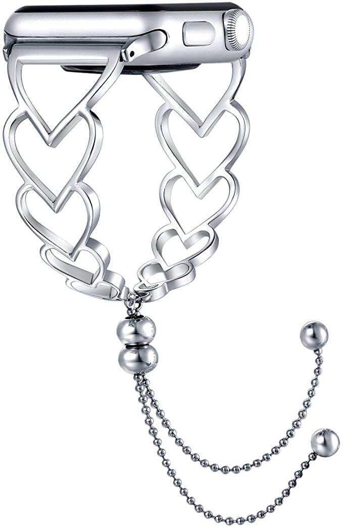 fastgo Bracelet Compatible with Apple Watch Band 38mm 40mm 42mm 44mm Women, Stainless Steel Jewelry Dressy Replacement Strap for Iwatch SE & Series 6 5 4 3 2 1