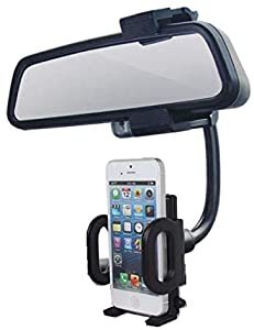 JORCEDI Universal Car Holder Rearview Mirror Mount Stand Cradle Clip Grip for Phone iPhone Samsung HTC GPS Smartphone 360° Swivel