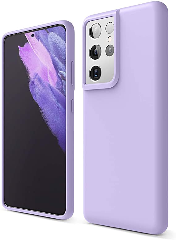 elago Silicone Case Compatible with Galaxy S21 Ultra Case Cover (Lavender) - Premium Liquid Silicone, Raised Lip (Screen & Camera Protection), 3 Layer Structure, Full Body Protection