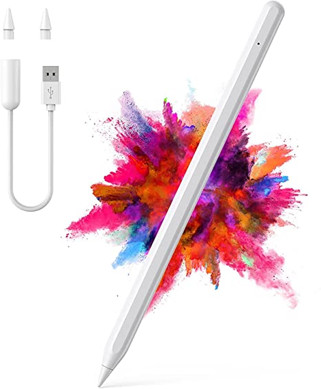 Stylus Pen for iPad - Active Digital Stylus Pencil with Magnetic Adsorption, Palm Rejection and Tilt Detection Compatible with Apple iPad 6/7/8th Gen, iPad Pro 11/12.9 inch, iPad Mini, iPad Air