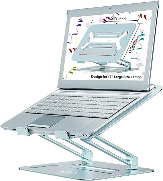 Urmust Adjustable Laptop Stand for Desk Aluminum Computer Stand for Laptop Riser Holder Notebook Stand Compatible with MacBook Air Pro Ultrabook All Laptops 11-17 inch (Bluish Gray)
