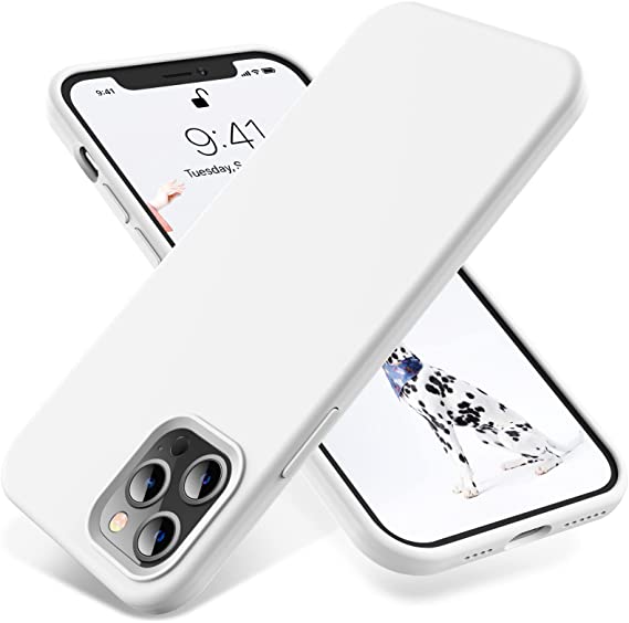 OTOFLY Compatible with iPhone 12 Pro Max Case 6.7 inch(2020),[Silky and Soft Touch Series] Premium Soft Liquid Silicone Rubber Full-Body Protective Bumper Case (White)