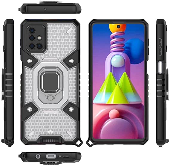 Samsung Galaxy M51 Original New All-in-One Case from CompuMisr Dual Protection Shockproof Case With Short Lanyard - Transparent & Black