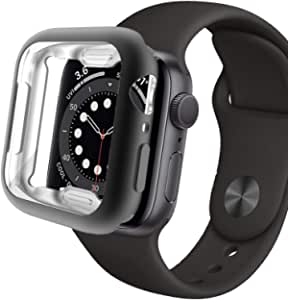 Miimall Compatible Apple Watch 40mm Case with Screen Protector Matte Soft TPU Plated Anti-Scratch Full Protective Case Protector Cover for Apple Watch 40mm Series SE/6/5/4(Black)