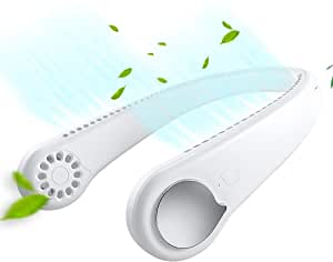 USB Mini Portable Bladeless Neck Fan Hand Free Wearable Hanging Personal Fan Rechareable Battery 3 Speeds Quiet Air Flow 360 Degree Free Rotation Perfect for Indoor Outdoor Sports