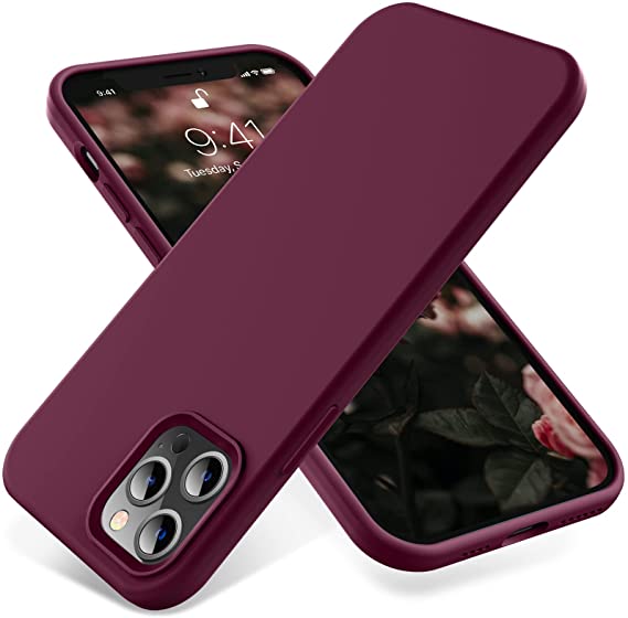 OTOFLY Compatible with iPhone 12 Pro Max Case 6.7 inch(2020),[Silky and Soft Touch Series] Premium Soft Liquid Silicone Rubber Full-Body Protective Bumper Case (Wine Red)