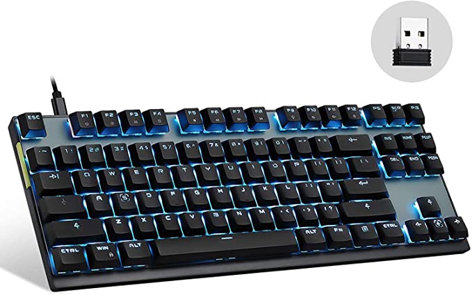 Motospeed GK82 | 2.4GHz Wireless/Wired Mechanical Keyboard 87Keys Led Backlit Brown Switches Type-C Gaming Keyboard for Gaming and Typing,Compatible for Mac/PC/Laptop