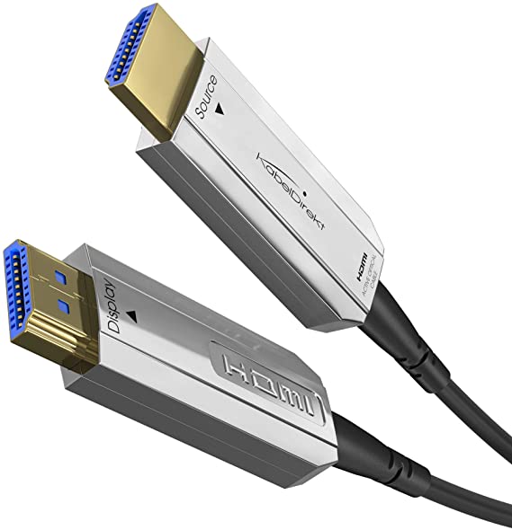 KabelDirekt – كابل ربط 4K HDMI – 100 م بصري (متوافق مع HDMI 2.0a/b 2.0، و1.4a، و4K Ultra HD، و3D، والدقة العالية الكاملة، و1080p، وHDR، وARC، والسرعة العالية مع الإيثرنت، PS4, XBOX, HDTV) – PRO Series