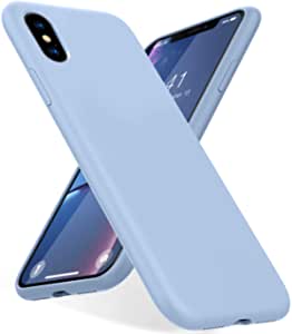 KUMEEK iPhone Xs Max Case, Soft Silicone Gel Rubber Bumper Case Anti-Scratch Microfiber Lining Hard Shell Shockproof Full-Body Protective Case Cover for iPhone Xs Max-Light Blue