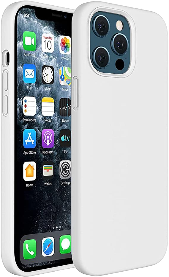 Weixiltc Design for iPhone 13 Pro Case 6.1 Inch, Liquid Silicone Full Body Protection Cover with Soft Microfiber Cloth Lining for Apple 13 Pro 2021, White