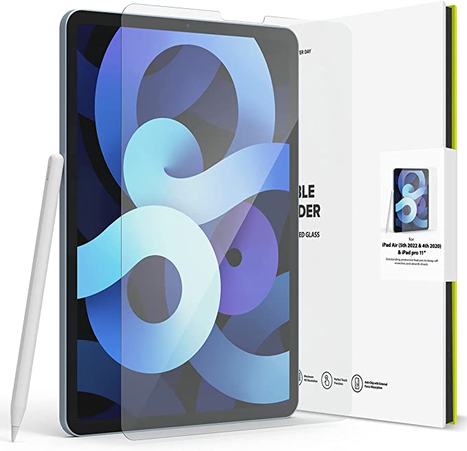 Ringke Invisible Defender Screen Protector for iPad Air 4 10.9-inch, iPad Pro 11-inch (2021/2020/2018 Models), 9H Hardness Clear Scratch-Resistant Face ID Compatible Full Cover Tempered Glass Film