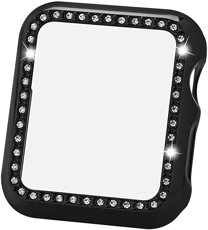 Greaciary Sparkle Compatible with Apple Watch 38mm 40mm 42mm 44mm,Compatible with iWatch Face Bling Crystal Diamond Plate Cover Protective Frame for Apple Watch 5/43/2/1 Women, 40 MM,