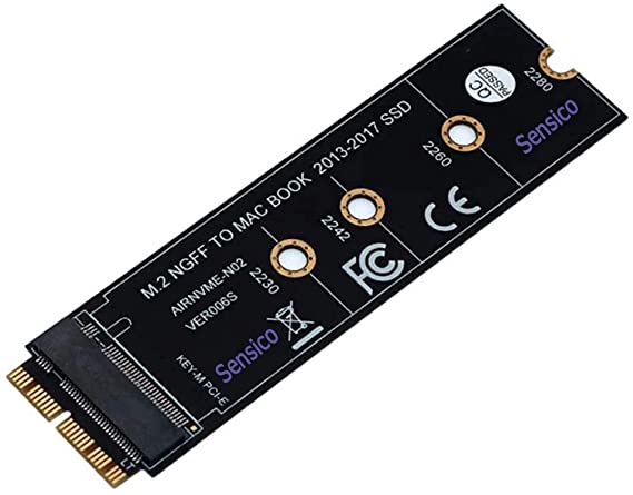 M.2 NVME SSD Convert Adapter Card for MacBook Air Pro Retina (Year 2013-2017), Sensico NVME/AHCI SSD Upgraded Kit for A1465 A1466 A1398 A1502(Not Fit Early 2013 MacBook Pro) (Black Long Adapter)