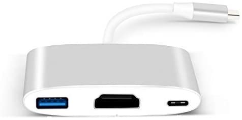 USB C Hub Adapter Type C Plug to 4K HDMI Multiport AV Converter Hub 3in1 with USB 3.0 HDMI Port and USBC Charging Power PD Port for MacBook Pro, Laptop, Thunderbolt 3 Devices