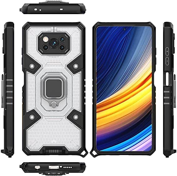 For Xiaomi Poco X3 Pro/Poco X3 NFC, Original New All-in-One Case from CompuMisr Dual Protection Shockproof Case, Long Strap - Transparent & Black