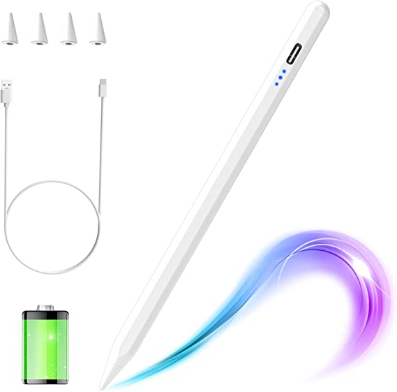 Stylus Pen for iPad, Stylus Pencil for (2018-2021) Apple iPad Pro 2021 11/12.9 Inch, iPad 8th Generation, iPad 7/6th, iPad Air 4th/3rd, for iPad Accessories Magnetic Stylus Pen, White
