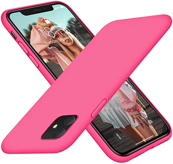 DTTO iPhone 11 Case for Women,Silicone Protector Cover Compatible with iPhone 11 6.1 inch with Slim Anti-Scratch Non-Slip Shockproof Case,Rose Red