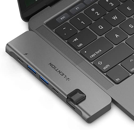 LENTION USB C Portable Hub with 100W Power Delivery, 40Gbps USB C Data, 4K HDMI, 2 USB 3.0 and Gigabit Ethernet Adapter Compatible 2016-2020 MacBook Pro 13/15/16, New Mac Air (CS65, Space Gray)