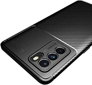 جراب Oppo Reno 6 Pro (Dimensity 1200 5G) ، جراب واقٍ مرن متين بنمط ألياف الكربون المصقول - غطاء عالي الجودة من GrabMobily - أسود