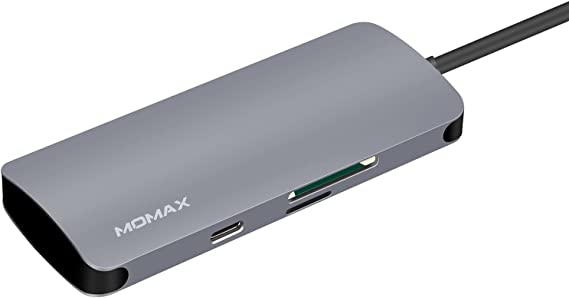 MOMAX One Link 6-in-1 Type-C Hub with 4K Hdmi Multiport Adapter USB 3.0 Micro SD Card Mini Display Port Docking Station Compatible with Apple MacBook Air Mac Mini iMac DHC7