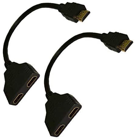 Cdomy 1080P HDMI Switch Male to 2 HDMI Female 1 in 2 Out Splitter Black Cable Adapter Converter(2pack)