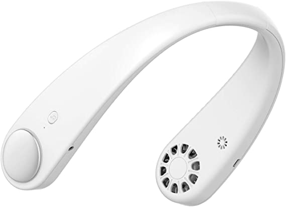 Neck Fan, 360 Degrees Surround & Bladeless Hanging Neck Fan Hands-Free Portable Fan with 3.5mm Audio Jack BT5.1 Rechargeable Fan with Music Playback Sport Wearable Neckband Fan for Office Home Travel
