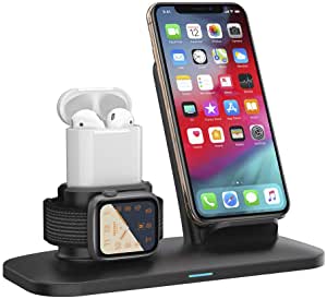 3 in 1 Wireless Charger Boost Up Fast Wireless Charging Station Stand Dock for iPhone Apple Watch Air Pods Fast Wireless Charging Compatible with Samsung iPhone 11PRO//X/XS/XR/XS