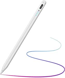 Stylus Pen for iPad with Palm Rejection/Tilt Sensitivity,Upgraded Power Display Magnetic Active Stylus Compatible with (2018-2021) Apple iPad Pro 11/12.9",iPad 6/7/8th,iPad Mini 5/iPad Air 3/4 (White)