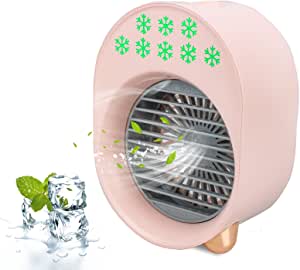 Mini Cooling Personal Fan Powered by USB (PINK),Portable Air Conditioner Cooler Humidifier for Home Office Dorm and Make-up Speed Dryer