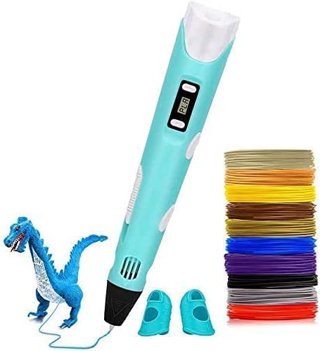 3D Pen, 3D Printing Doodler Pen with LCD Screen and 150 Feet 15 Color 1.75mm PLA Filament Refill, Christmas Gift 3D Drawing Printer Pen for Kids Adult Artist (Blue)