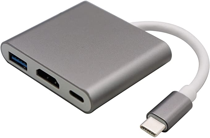 zdyCGTime USB-C 3.1 to HDMI Adapter Cable, 3.1 USB Type C to HDMI 4K+USB 3.0+USB Type C (3-in-1)Charging Port Compatible MacBook/iMac/Chromebook/Samsung/Projector/Monitor(16CM/6.2Inch USB+HDMI+Type c)