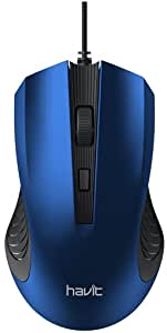HV-MS752 1200 DPI, 4 Keys, Wired Mouse, Black+Blue