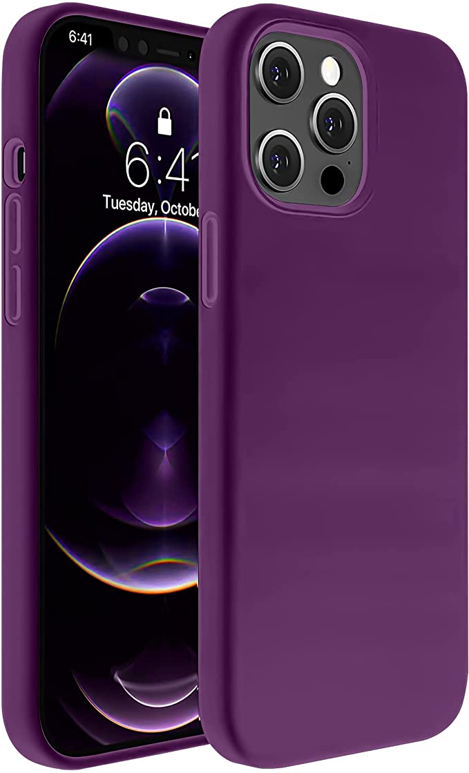 S&SWorld Designed for iPhone 12 Pro and iPhone 12, Silicone Ultra Slim, Anti-Scratch, Shockproof, Drop Protection Case, Full Coverage Liquid Case, 6.1 inch, Purple