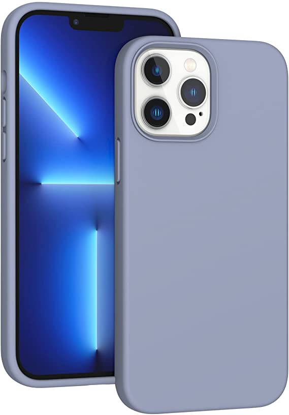 ARSUNOVO for iPhone 13 Pro Max Case 6.7 inch, Slim Liquid Silicone Case Shockproof & Anti-Scratch Protective Bumper Rubber Gel Cover for iPhone 13 Pro Max 6.7" 2021(Lavender Gray)