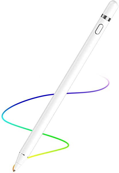 Stylus Pen for iPad | Universal Capacitive Fine Point Rechargeable Digital Stylus Pen Wide Compatible with iOS Andriod Touch Screens,Precise Writing/Drawing (White)