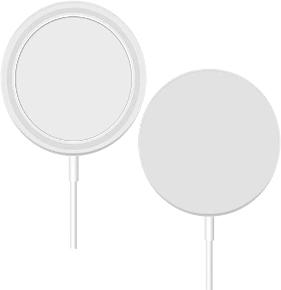 2Pcs-Compatible with Magsafe Charger Silicone Case,Full Protection Soft Cover Case Resilient Scratch Resistant Good Grip Multicolor Washable Protective Cover for Apple Magsafe Chargers (White)