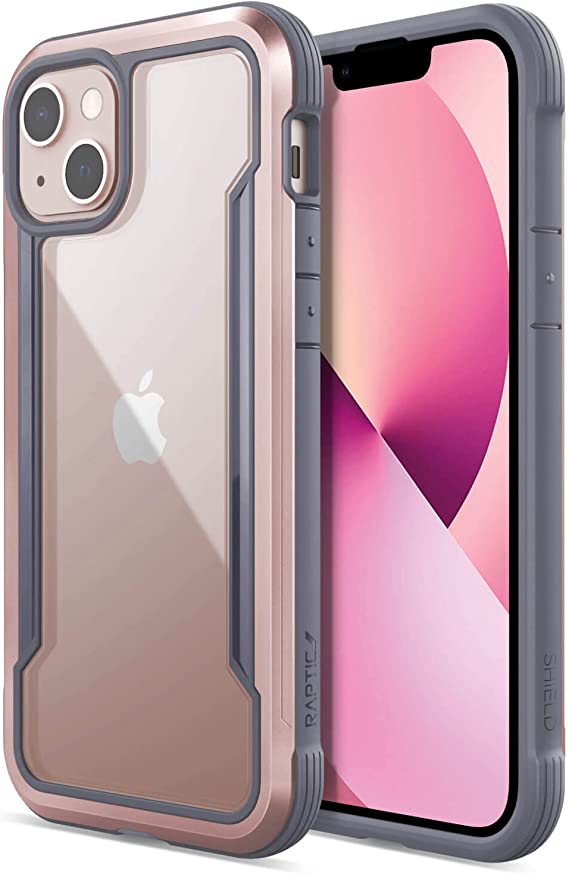 Raptic Shield Case Compatible with iPhone 13 Case, Shock Absorbing Protection, Durable Aluminum Frame, 10ft Drop d, Fits iPhone 13, Pink