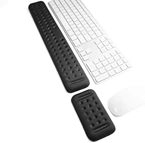 VAYDEER Keyboard and Mouse Wrist Rest Set Gaming Memory Foam Ergonomic Hand Palm Rest Support for Computer, PC, Laptop, Mac Typing and Wrist Pain Relief and Repair (17.3 Inch, Black)