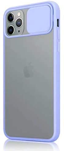 Compatible iPhone 12 Case with Camera Cover Slide, for iPhone 12 Sliding Camera Lentector Cover, Translucent Matte Hard PC Shockprooftective Back with Soft Edge,Violet Purple