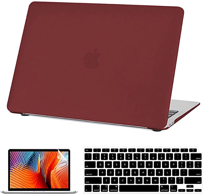 MonsDirect Compatible with MacBook Air 13 inch Case 2020 2019 2018 Release A2337 M1 A2179 A1932 Retina Display with Touch ID, Protective Plastic Hard Shell Case & Keyboard Cover Screen Protector, Red