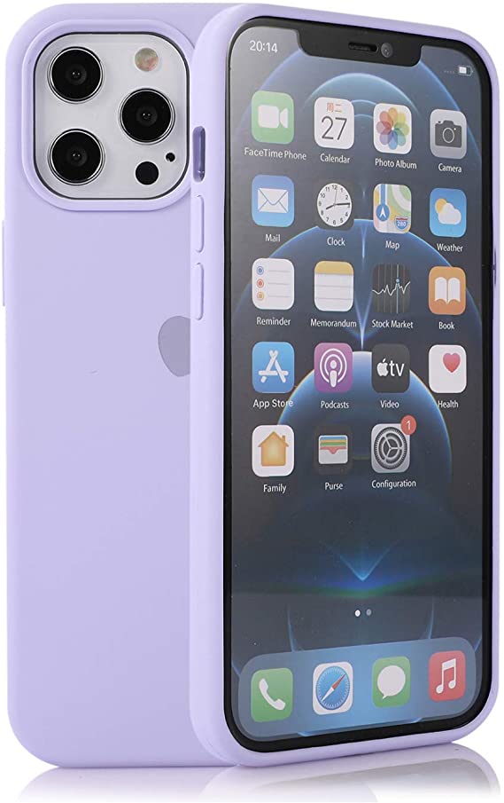 Assletes Silicone Case Compatible for iPhone 12 Pro Max, Soft Liquid Silicone Gel Rubber Bumper Cover, Slim Fit Full Body Protective Shockproof iPhone 12 Pro Max Case - Purple