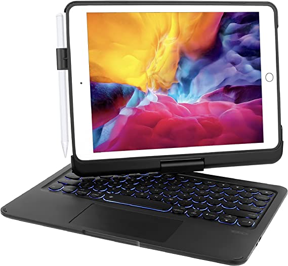 MOBEE Unitype iPad 7th and 8th Generation Keyboard Case for iPad 10.2 2020 2019, iPad Air 10.5 2019, iPad Pro 10.5 2017 Backlit Keys 360 Rotatable Bluetooth with Touchpad iPad Air 3 Gen - Black
