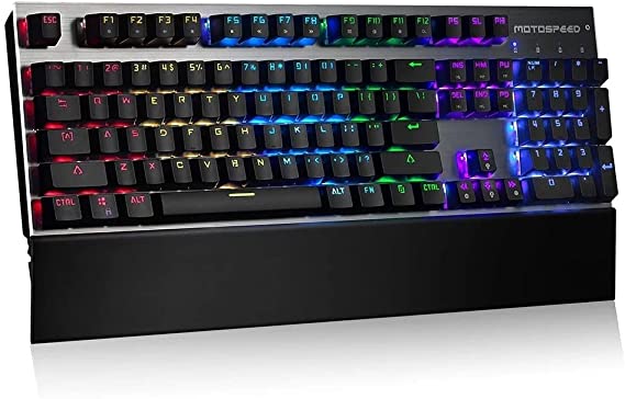Motospeed CK108 Full RGB Backlit Mechanical Gaming Keyboard - HighEnd - Wrist rest Pad - Red Switchs - Macro support - For PC
