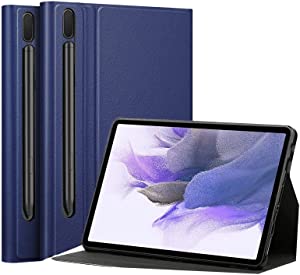 Full Cover Case Compatible with Samsung Galaxy Tab S8 11 inch 2022 (SM-X700/SM-X706)/ S7 2020 (SM-T870/T875), Flip Cover Leather Stand Case Soft TPU Back (Blue)