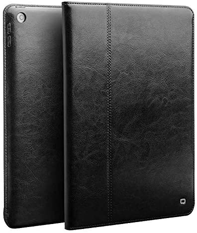 QIALINO for iPad 10.2 8th Gen 2020/7th Gen 2019 Case,Premium Handmade Luxury Genuine Leather Folio Case with Auto Wake/Sleep Function and Multi-Angle Viewing Stand Smart Cover for iPad 10.2'' (Black)