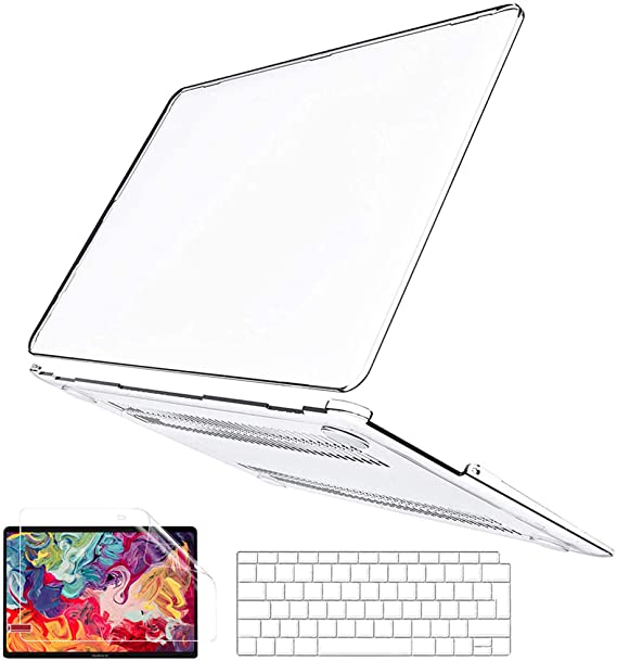 BELK Compatible with MacBook Air 13 inch Case 2020 2019 2018 with Retina Display & Touch ID M1 A2337 A2179 A1932, Ultra Slim Crystal Clear Plastic Hard Shell & Keyboard Cover & Screen Protector