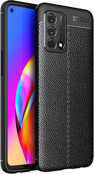 Oppo A74 4G, Shockproof Original Leather Pattern Back Case Cover Carbon Fiber From CompuMisr - Black