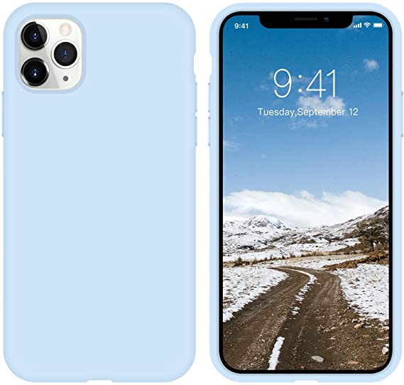 iPhone 11 Pro Case Liquid Silicone Gel Rubber ZVastt Slim Phone Case Soft Anti-Scratch Durable Microfiber Lining Full Body Shockproof Protective Smooth Cover for iPhone 11 Pro 5.8 Inch, Light Blue