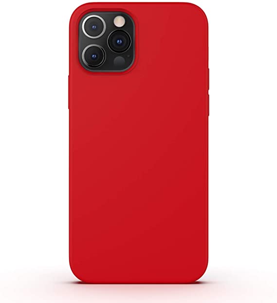 Luxxo Magsafe Liquid Silicone Gel Case (Blazing Red) Designed for iPhone 12 / iPhone 12 Pro 6.1" Compatible with MagSafe Charger Magnetic Wireless Charging, Full Body Protection, Drop Protection Case